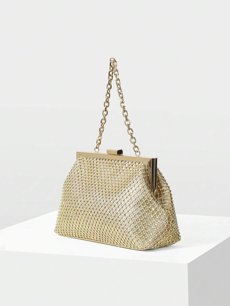 POCHETTE DE SOIRÉE FEMME AVEC CHAÎNE ORNÉE DE STRASS