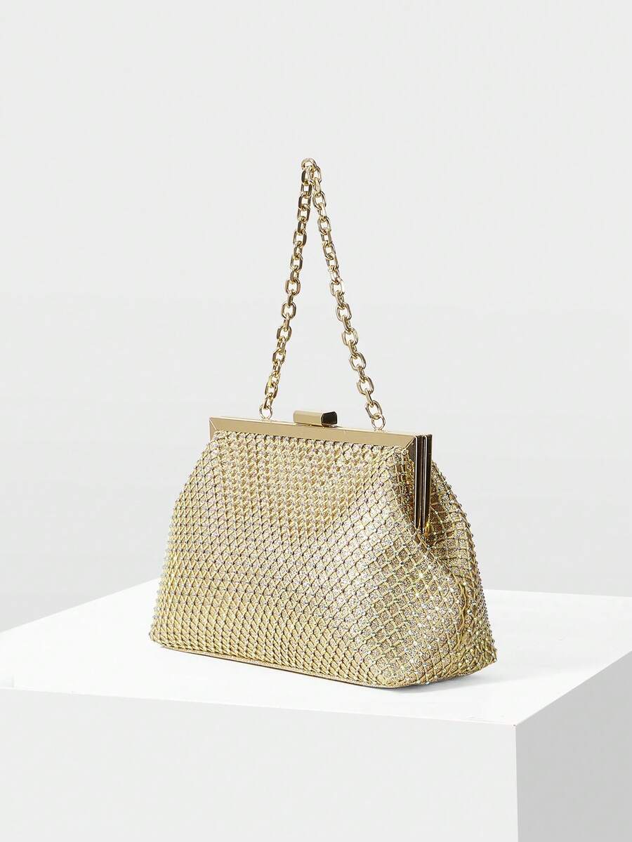 MOTF WOMEN'S RHINESTONE CHAIN EVENING CLUTCH - Gold - View 1