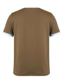 EMERY ROSE Women's Summer Hemmed Round Neck Short Sleeve Casual T-Shirt Graphic Tees Women Tops - Coffee Brown - View 2