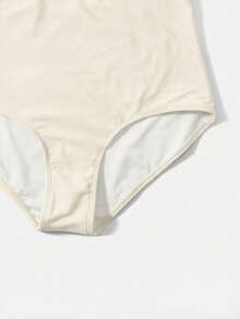 Swim Basics Quần bikini nữ màu trơn kiểu dáng thường ngày - Màu be - Xem 4