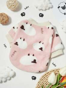PETSIN 1 Pc Pet Dog Cat Universal Pink Fleece Lamb Print Warm Crew Neck Sweatshirt - Multicolor - View 3
