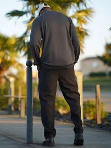 Heavens Edit 男士休闲加厚直筒裤，秋冬季时尚单品 - 黑色 - 查看 2