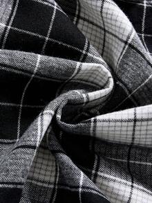 ROMWE J-Fashion Grunge 复古格纹系带不对称层叠女裙 - 黑色 - 查看 4