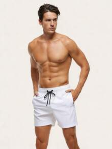 Zalmeno Quần dài nam dáng rộng, cạp chun, có dây rút và túi, thích hợp mặc đi biển. - trắng - Xem 4