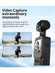 [4K Portable Camera] 4K Portable Video Blogging Camera | 270° Rotating CMOS Lens, USB Rechargeable, Suitable For Photography, Video Recording, And Audio Recording Travel, Action Camera, With 32G SD Card Memory Card - Black - View 3