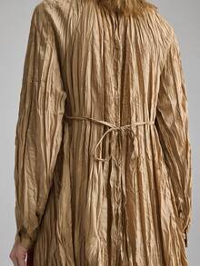 Ontre 2026春夏新款女士长裙，春夏服装，返校季，情人节装扮，女教师制服，晚宴礼服，商务休闲系腰褶长裙，情人节装扮，节日派对礼服，时尚百搭优雅女士长款正式礼服 - 咖啡棕 - 查看 6