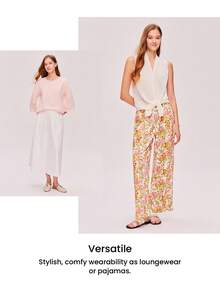 LUVLETTE Women Soft Cotton Basic Long-Sleeve & Floral Print Pants Loungewear 2 Piece Pajama Set With Pockets Lingerie Pyjama - Olive Green - View 8