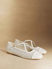 Rosivie Women's Casual Commuting Slip-On Shoes With Criss-Cross Buckle Design - Beige - View 5