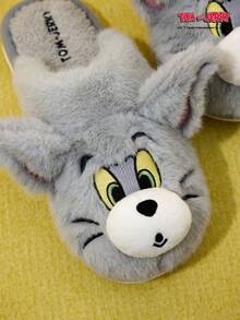 TOM & JERRY X Joivida 可爱毛绒拖鞋，湖水溪流设计，女士室内保暖家居拖鞋，可爱平底鞋，家居拖鞋，冬季鞋履。 - 灰色 - 查看 5
