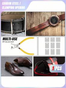 1pc Universal Handheld Belt Punch Tool For Belts, Shoelaces, Watch Straps, Men's Valentine's Day, Valentine's Day Wedding, Birthday, Pliers, Tools, Binder Clips - Yellow - View 12