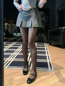 DAZY Fashionable Casual Heart Mesh Women's Leggings - Black - View 10