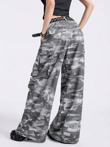 Breakform 女士复古水洗迷彩阔腿工装牛仔裤 - 彩色 - 查看 2