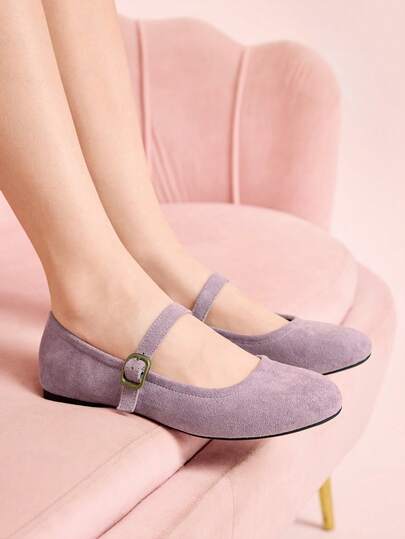 CUCCOO DOLLMOD Retro Suede Flat-Soled Mary Jane Shoes Are Comfortable For Women To Wear Outside, New Low Vamp Soft-Soled Shoes, College Dance Ballet Shoes Valentine's Day