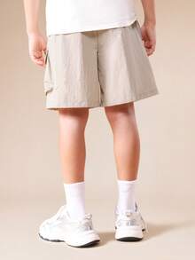 SUMWON Utility Nylon Shorts With Side Pockets Casual Summer Everyday Wear For Active Kids Outdoor Adventures Playground School - Khaki - View 2