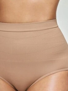 SHAPORA Women's Solid Color High Waist Elastic Shaping Briefs - Apricot - View 6