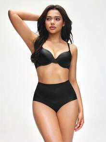 SHAPORA 高腰无缝塑形收腹内裤，纤体紧致压缩内裤 - 黑色 - 查看 6