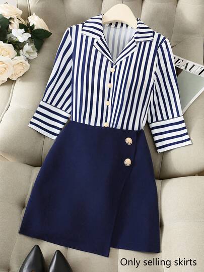 Franclia New Fashionable Versatile Elegant Women Asymmetric Hem Midi Skirt