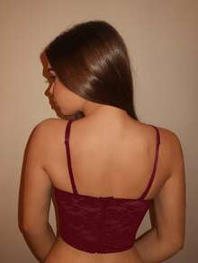 SHEIN BAE 音乐节假日黑色可拆卸束身胸衣上装，演唱会服装 - 酒紅色 - 查看 4