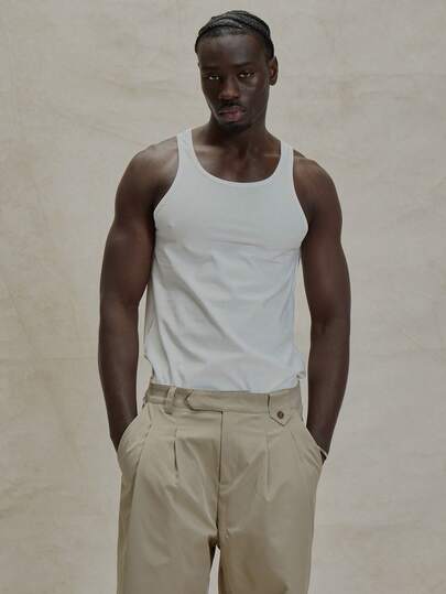 Musero Regular Fit Vest Basics Everday Woven Branded Label Tag Tank Top Spring Summer Essentials