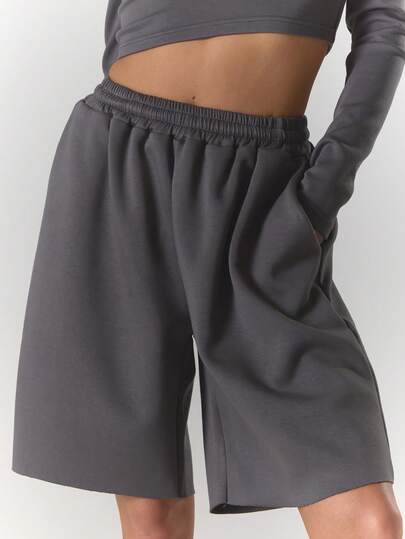 MUSERA Elasticated Tie Waist Longline Jogger Shorts Summer, Sporty, Casual, Day, Streetstyle, Streetwear