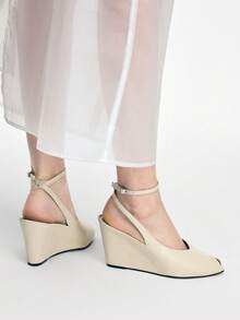 Mnmlis Women's Fashionable Versatile Commuting Minimalist Wedge Sandals Valentine's Day - Apricot - View 10