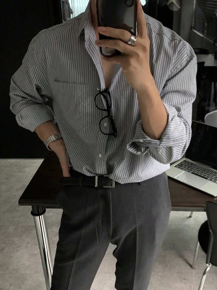 DAZY Men's Casual Striped Button-Front Long Sleeve Shirt, Spring - Multicolor - View 1