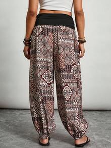 SHEIN LUNE Quần dài in họa tiết cỡ lớn kiểu dáng thường ngày - Nhiều màu - Xem 3