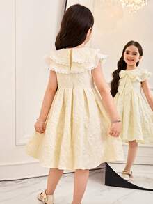 SHEIN Young Girl Ditsy Floral Ruffle Hem Casual Dress - Yellow - View 8