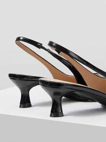 Mnmlis 女士尖头金属装饰时尚日常通勤高跟鞋 - 黑色 - 查看 5