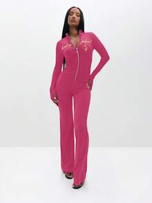 BABYPHAT 女士高腰喇叭裤，套穿式靴型弹力裤，复古印花阔腿裤脚 - 淡黃色 - 查看 4