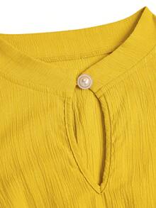 Đầm dài tay dáng chữ A ôm sát, màu trơn, cổ đứng, xẻ tà trước, cúc hình giọt nước, thiết kế cao cấp, thắt eo của SOLERSUN dành cho nữ, thanh lịch và thoải mái, thời trang công sở, kiểu dáng mới, mặc hàng ngày, năm mới, thu đông, hẹn hò, Giáng sinh, thời trang nữ. - Màu Mù tạt vàng - Xem 7