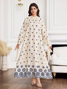 Yasmyna Đầm kiểu Ả Rập dáng rộng tay raglan in hoa dành cho nữ - Nhiều màu - Xem 5