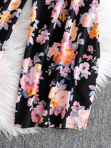 Sparklyn Girls' Allover Print Romper With Square Neck And Puff Sleeves, Summer Vacation Style - Black - View 6