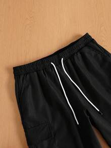 TOKVUE Men's Ins Fashion Street Drawstring Work Shorts, Men's Street Shorts, Cool And Fashionable, Suitable For Daily Wear, Going Out, Meeting Friends, Going To School, Party. Can Be Used As A Gift For Boyfriends, Sons - Black - View 5