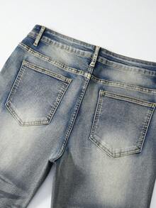 ROMWE MEN Grunge Punk Quần jeans ống loe nam kiểu vintage, giặt mài, phong cách thường ngày. - Đồng - Xem 6