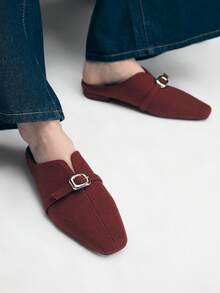 Mnmlis Women's Casual Slip-On Loafers With Buckle Design Valentine's Day - Red - View 9