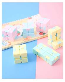 MINKOJA 1-Pack Infinity Cube Fidget Toy - Creative Stress Relief Flip Cube In Pocket-Sized Macaron Colors - Multicolor - View 3