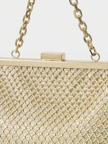 MOTF WOMEN'S RHINESTONE CHAIN EVENING CLUTCH - Gold - View 7
