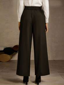 MOTF PREMIUM Quần ống rộng có túi chéo thanh lịch dành cho nữ - Cà phê nâu - Xem 2