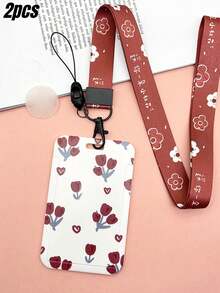 SHEIN 1pc/2pcs Slide Cover Pull-Out ID/Card Holder With Lanyard - Clear - View 8