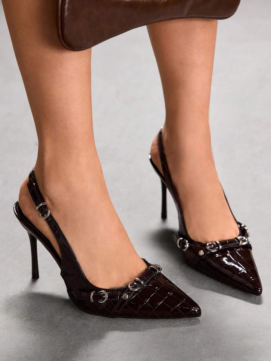 CUCCOO SZL Giày cao gót nữ cho ngày Valentine - Màu nâu Sô-cô-la - Xem 1