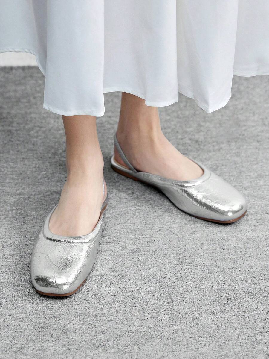 CUCCOO BIZCHIC Zapatos planos de moda para damas - Plateado - Ver 1