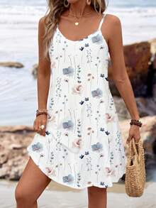 Sylviya Ärmlös stickad miniklänning med blommönster, sommar, dam - Multifärgad - Visa 1