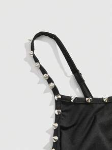 ROMWE Y2K Fashion Sexy Punk Rivet Decor Women Camisole - Black - View 3