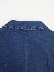 GlowEve 女士时尚休闲系带无袖牛仔上衣 - 藍色 - 查看 3