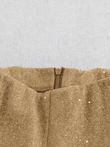 Franclia Fashionable Elegant Glittery Slimming Wool Blend Women Shorts - Khaki - View 4