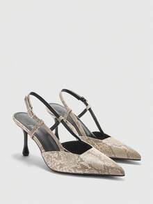 CUCCOO BIZCHIC 女士优雅蛇纹图案高跟鞋，适合圣诞节通勤穿着 - 淡杏色 - 查看 7