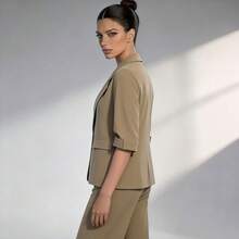 Traje de trabajo para desplazamientos Temperament, conjunto de pantalones anchos y ajustados de dos piezas - Caqui - Ver 3