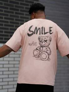 Heavens Edit 男士休闲百搭简约图案印花短袖T恤 - 粉色 - 查看 3