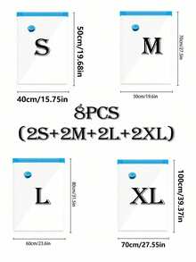 20/10/8/5/1件真空压缩袋，旅行收纳袋，衣物收纳袋，可重复使用真空袋，节省高达80%的空间，适用于夹克、衬衫、棉被、裤子、家居、宿舍、衣柜、卧室、浴室、旅行、返校季卧室、收纳袋、家居收纳、女式白色T恤、女式黑色裤子、女士冬装、连衣裙 - 彩色 - 查看 45